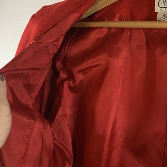 Vintage Womens 100% Wool Double Breasted Blazer Sz 16 Red Old Money Gold Button - Picture 9 of 14